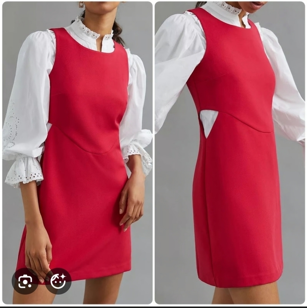 NWT Anthropologie maremare Cut-Out Red Mini Shift Dress